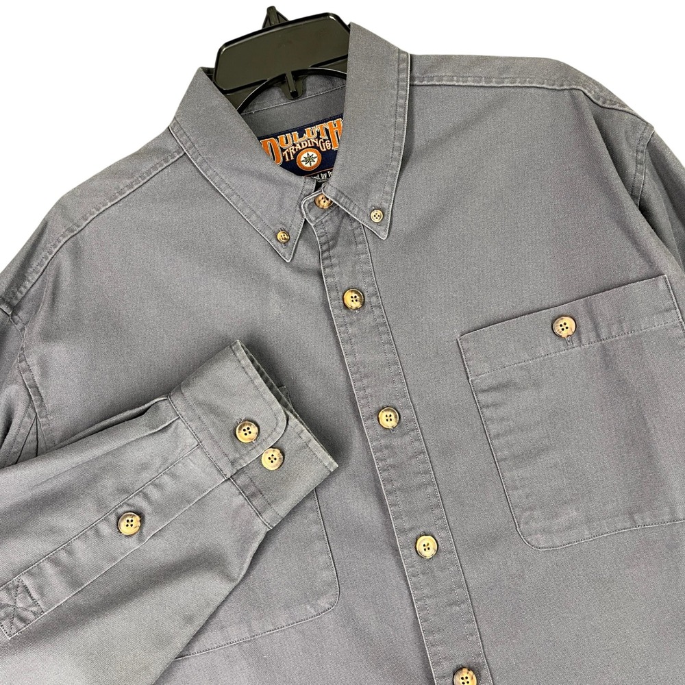 Duluth Trading Heavyweight Canvas Shirt Mens L  Dual Pocket Workwear Button Down